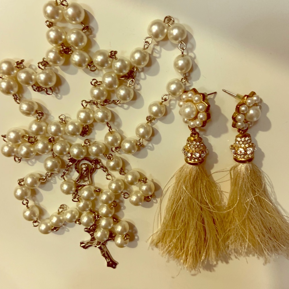 Neckless with Cross & Designer Earrings